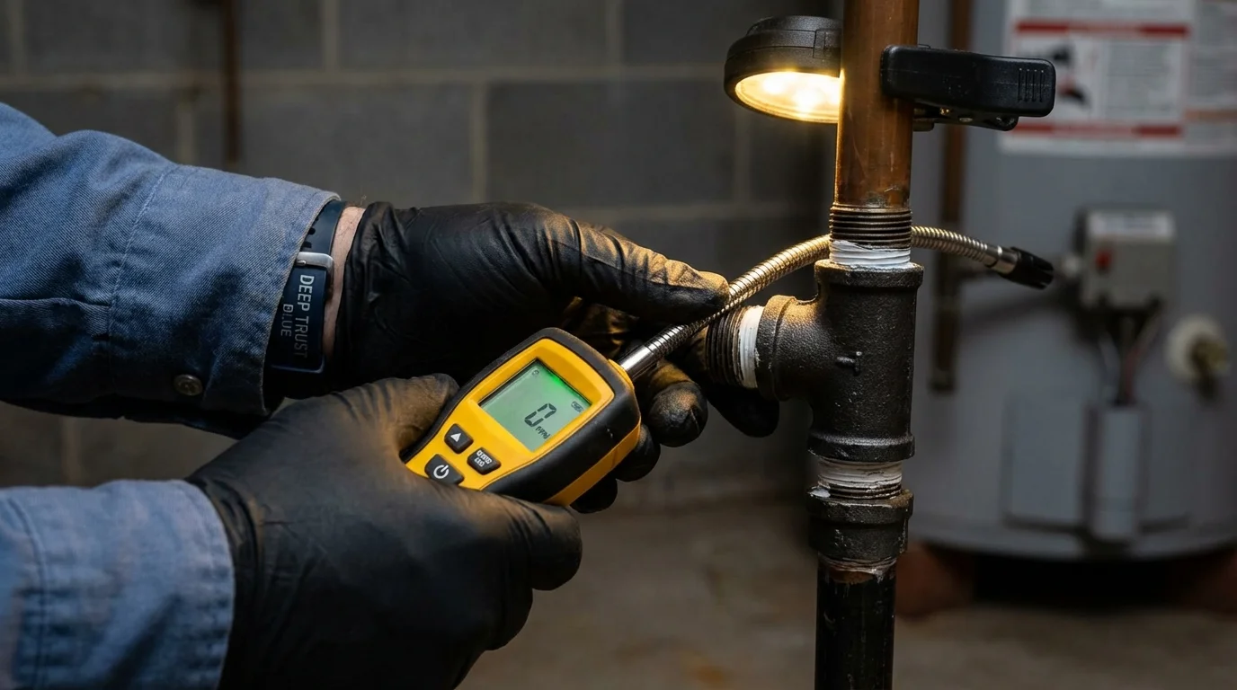 Gas leak detection with electronic sniffer by Johns Plumbing LLC in Meeker