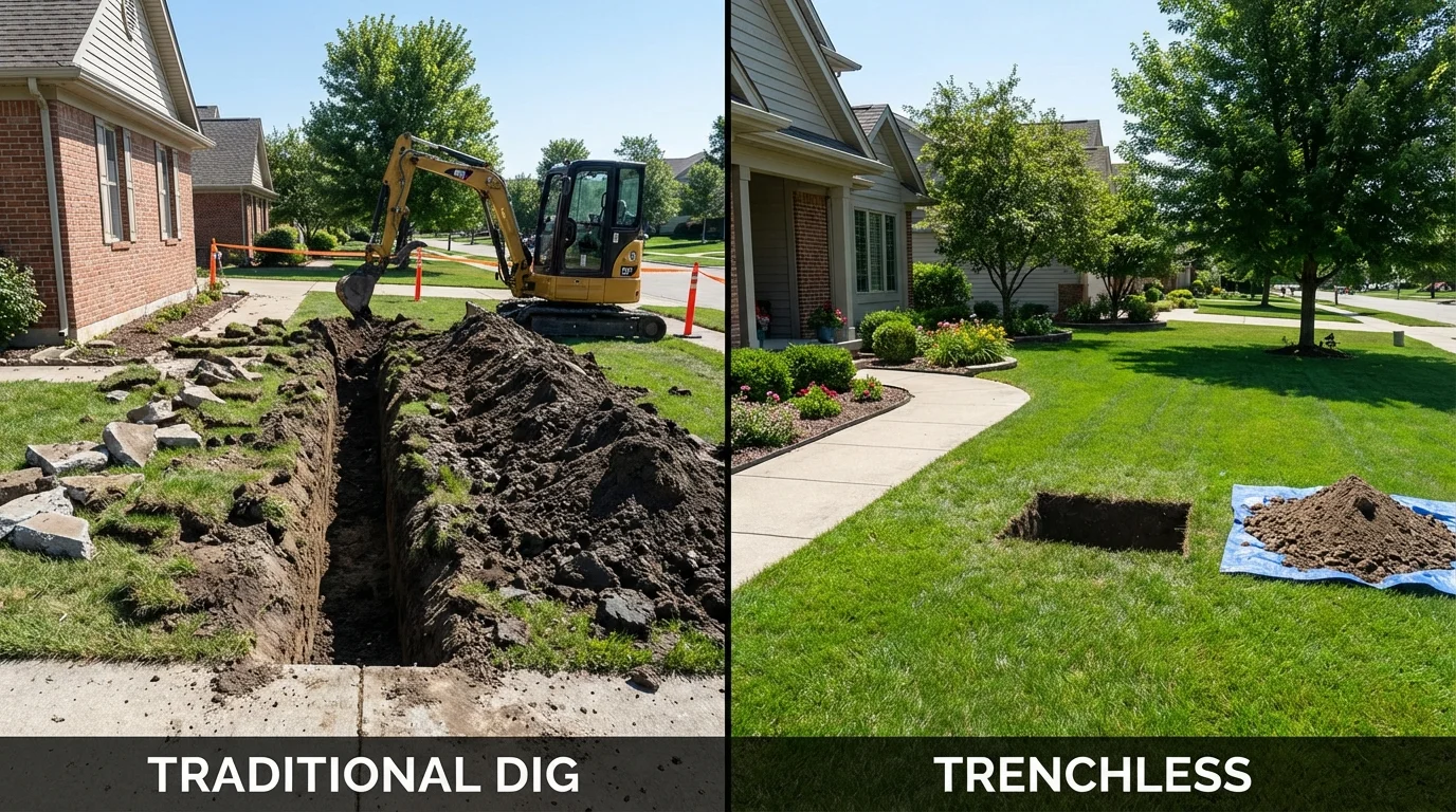 Trenchless sewer repair with minimal yard damage versus traditional excavation in Meeker, CO